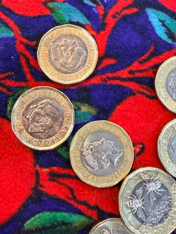 سکه یک پوندی بریتانیا (طرح زنبوری - پادشاه چارلز سوم)